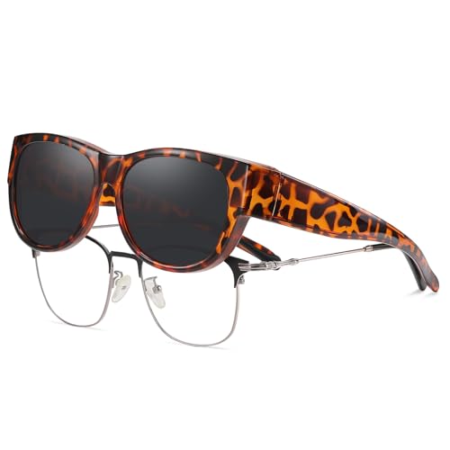 Image of HAOLOTA Sunglasses that Fit-Over Glasses Women Polarized, Trendy Cat Eye Sunglasses Wear Over Glasses, UV Protection