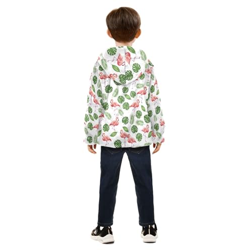 Flamingos Green Tropical Leaves Boys Winter Coat Comfy Winter Coats for Kids 3T4