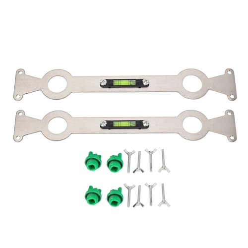 DIRBAK Niveleur de tuyau d'eau chaude et froide, outil d'alignement de tuyau réglable en acier inoxydable pour accessoires de douche de salle de bain, lot de 2 avec niveau à bulle