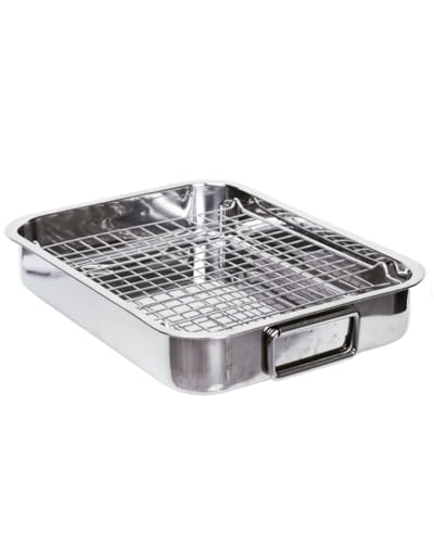 Pott und Flamme Ofenform mit Edelstahl Gitterrost-Einsatz Bräter Auflaufform Länge 36 cm