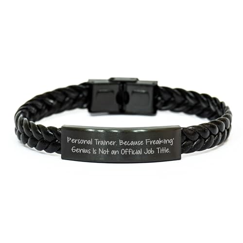 Funny Personal Trainer Gifts: Inspirational Engraved Leather Wristband for Christmas Memorable Presents from Friends and Family to the Best Personal Trainer Ever