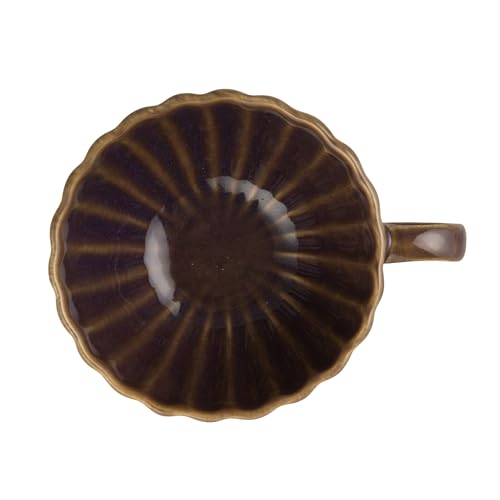 Creative Co-Op Tazón de cerámica 10 oz con platillo color ciruela miniatura 4