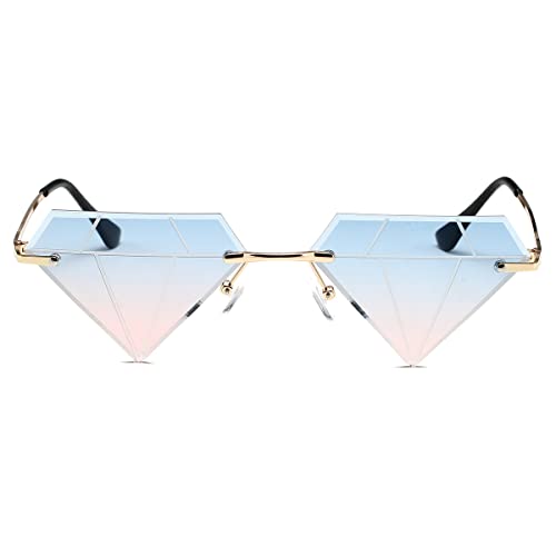 JOVAKIT Triangle Diamond Shaped Sunglasses for Women Men Vintage Rimless Sun Glasses Retro Rave Party Halloween Eyeglasses2