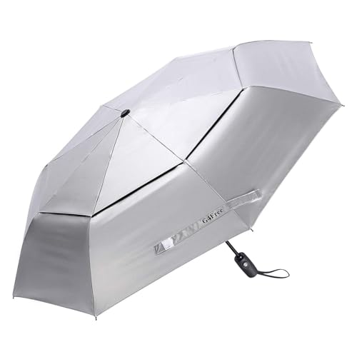 G4Free UPF 50+ UV Protection Travel Umbrella 42/46 Inch Windproof Silver Coating Sun Blocking Umbrella