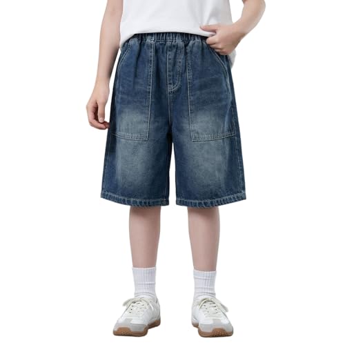Short en jean avec inscription brodée pour garçon coupe légère d'été