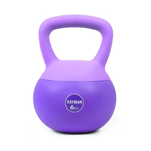 Kayman 6kg Soft Kettlebell for Home Gym – PVC Coated Weight – Floor Safe Flat Base – Ergonomic Non-Slip Handle – Strength Training, CrossFit, HIIT, Core Workout – Durable Fitness Equipment