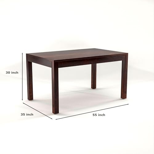 Image of Solid Sheesham Wood Dining Table Set 6 Seater | Six Seater Wooden Dining Table with 6 Chairs for Living Room, Home, Hotel & Restaurant | Walnut Finish