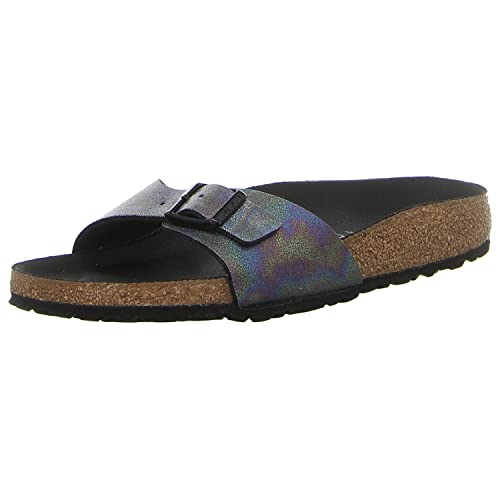 BIRKENSTOCK Sandalo da donna Madrid in microfibra sottile, Iridescent Black 1021353, 37 EU
