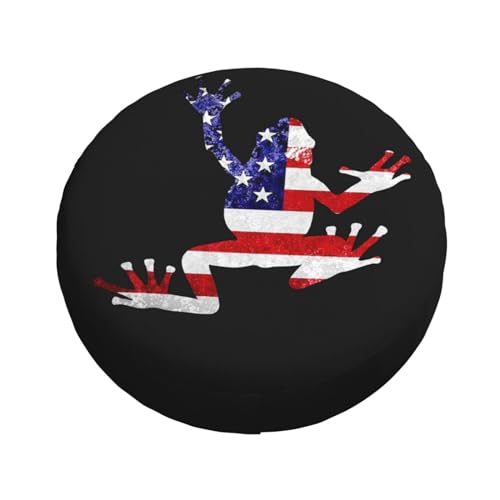 Image of Funny Frog Spare Tire Cover Trailer Tire Covers Weatherproof Wheel Protector Fit for Rv Trailer Truck Travel Trailers Accessories 16 inch Wheel US Flag Frog