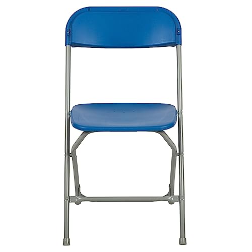 Image of Flash Furniture Hercules Series Plastic Folding Chair - Blue - 650LB Weight Capacity Comfortable Event Chair - Lightweight Folding Chair
