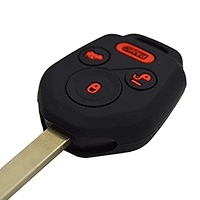 Waymei Silicone Key Fob Cover For Subaru - Compatible With Crosstrek, Forester, Impreza, Legacy, Outback, WRX (2008-2019) - 4 Button Design, Black With Red