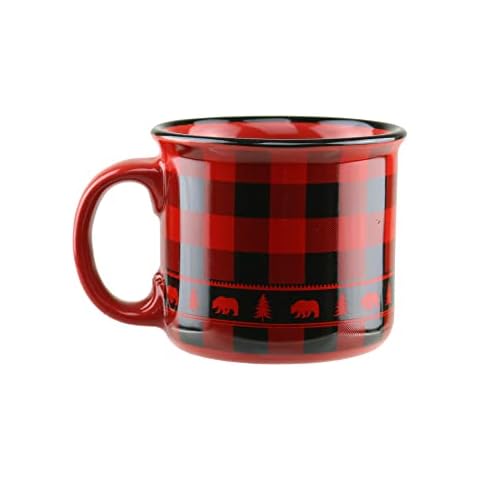 Wilcor Buffalo Plaid Ceramic Campfire Coffee Mug Cover