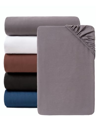Lumimi Spannbettlaken Spannbetttuch Bettlaken aus Mikrofaser, 140cm x 200cm für Matratzen bis 30cm Höhe, Superweich Schlafkomfort Rundum Gummizug Faltenfrei Formstabil Pflegeleicht Dunkelgrau