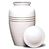 Eternal Harmony Large Urn for Ashes, Adult Male & Female Cremation Vase for Human Ashes, Secure Seal & Velvet Bag, Funeral Vase for Men & Women Up to 200 lbs, 7x11” (Large, Pearl)