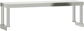 vidaXL Work Table Overshelf, Kitchen Catering Table for Commercial, Food Prep Workbench for Home Restaurant Garage, Stainless Steel, 376448