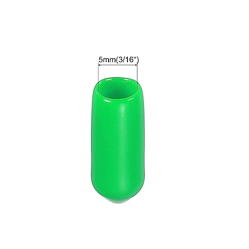 Image of MECCANIXITY 100pcs 3 /16 inch(5mm) Rubber End Caps Cover PVC Vinyl Screw Thread Protector Round Wire Shelf Caps for Screw Bolt Pipe Fence Post, Green