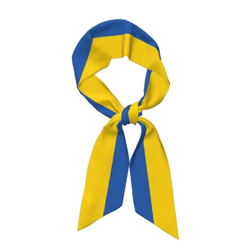 46.9 * 3.1 Inch Lightweight Scarf, Flag of Ukraine Silk Scarf for Women, Long Chic Tie Hair Scarf Headband Hat Decoration
