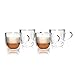 BELY Strong Double Wall Insulated Glass Coffee Mugs,Set of 4,12 oz,Clear Glass Coffee Tea Cups With Handle,Espresso Mugs,Latte Mugs,Cappuccino Cups,Beer Glasses,Dishwasher