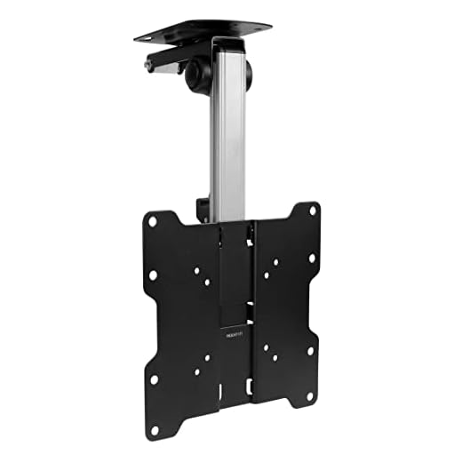 Mount-It! Flip Down TV and Monitor Mount | Ceiling Kitchen Overhead and Under Cabinet Mount | Fits Flat Screens 13 15 17 19 21.5 24 27 32 37 Inches | VESA Compatible 75-200 | Height Adjustable