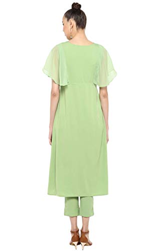 Image of Janasya Women's Poly Crepe A-Line Kurta With Pant