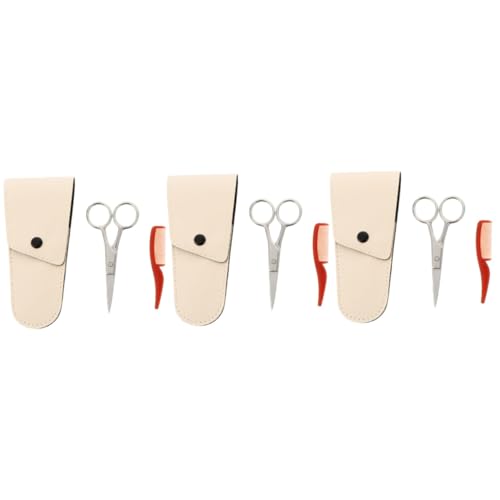 Healeved 3 Sets Pcs Men's Beard Scissor Beard Grooming Kit with Comb Eyebrow Trimmer Nose Hair Trimmer Shears