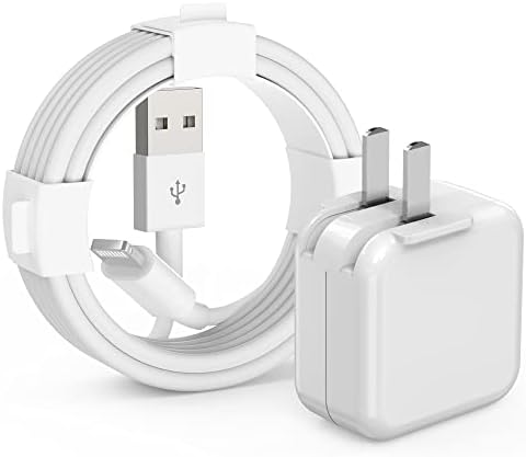 iPad Charger, iPad Charger Cord 10 FT Apple Certified, 12W USB Wall Charger Foldable Portable Travel Plug with Long Lightning Cable for iPad 4/5/6/7/8/9, iPad Mini 1/2/3/4/5, iPad Air 1/2/3, iPhone