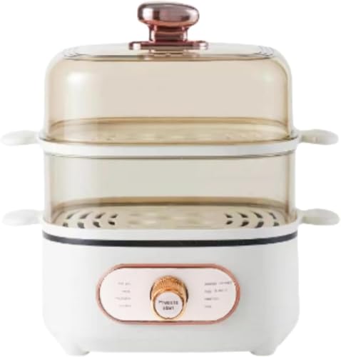 YAKINO 110V 電気蒸し器 小型 多機能 三層 スマート予約 食品グレード素材 大容量10.5L ロータリースイッチ 使いやすい 高温保護 透明カバー 断熱ハンドル 家庭用に最適 (PP蒸しシート)