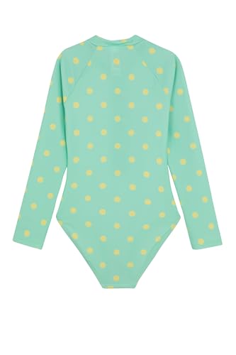 Gottex Girls Kids Long Sleeve Zip Front One Piece Swimsuit Chlorine Fade Resistant and Built-in UPF UV Protection, Green