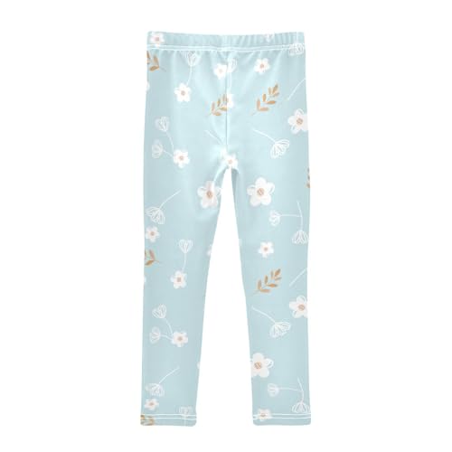 Daisy Flower Gold Branches Girls Leggings,Workout Leggings for Girls Toddler Athletic Leggings Size for 3-10T2