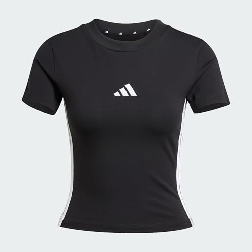 adidas Damen Essentials 3 Stripes Slim Baby T-Shirt, Black/White, XXS