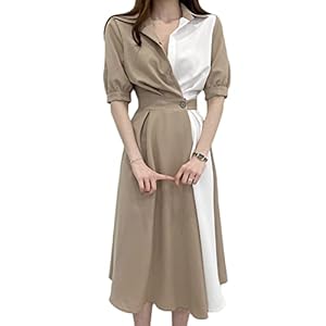 Vilaria Women’s Long Dress, Summer, A-Line Dress, Switchable Lapel, Body Cover, Stylish, Neat, Casual, Commuting to Work