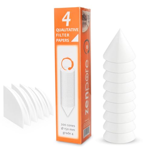 Image of Filter Paper 15 cm Cone-Folded Filter Paper,Pre-Stacked Pyramids, Qualitative Grade 4 - ZENPORE Fast Flow 150 mm(200 Discs)