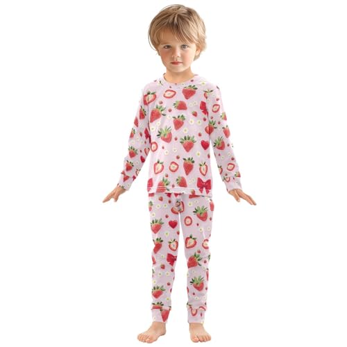 ALAZA Flower Blossom Floral Strawberry Pajamas Long Sleeve Sleepwear 2-Piece Pajama Set3