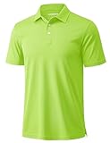 MAGCOMSEN Polo Shirts for Men Short Sleeve Golf Casual Collared T-Shirts Quick Dry Summer Polos Fluorescent Green