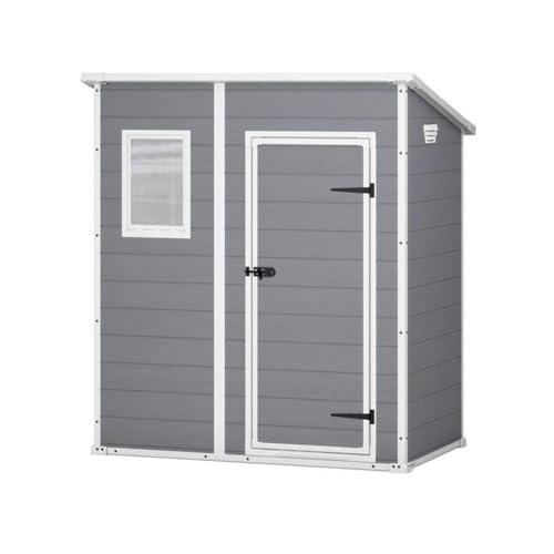 Mondo Viro Caseta de jardín de Resina Pent con Ventana Frontal 184 x 111 cm 200 h (pequeña - 184 x 111 cm 200 h)