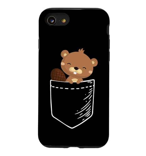 Cute Kawaii Kids Boys Girls Pocket Beaver Lover �X�}�z�P�[�X iPhone SE (2020) / 7 / 8 �p