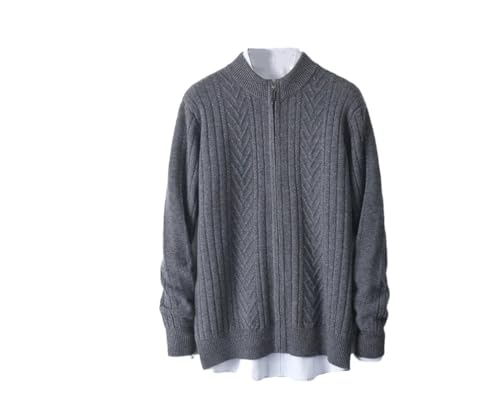Men's Zipper Half Cardigan Business Casual Twisted Loose Sweater Long Sleeve Cable Knit Sweater