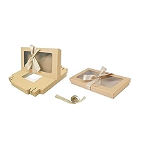Emartbuy Gift Box With Clear Window – White Box Ivory Satin Ribbon – Pack Of 12 – Size - View #2