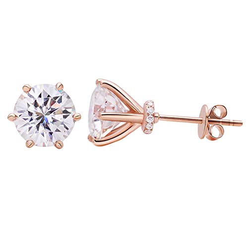 Boucles d'oreilles en or rose 18k et diamant blanc pour femme
