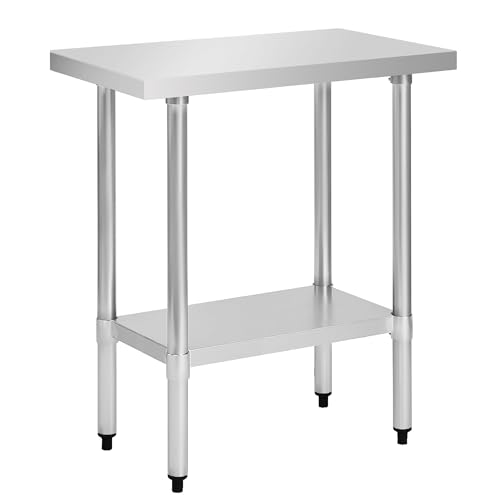 Image of COOLCHEF Stainless Steel Work Table 18 x 30 Inch, NSF Commercial Prep Table with Undershelf, Heavy Duty Food Prep Workstation