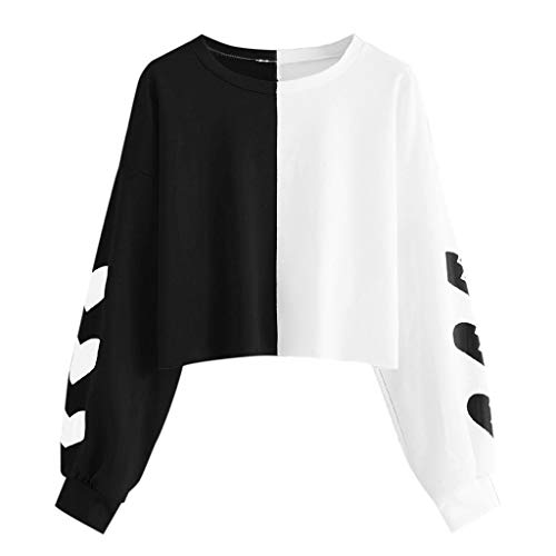 Goddesslili Crop Tops for Women Girlfriend Wife Asymmetric Heart Print Long Sleeve Sweatshirt Daily Casual Workout Gym Wear Multi Colors Available Fashion 2020