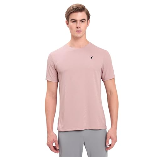 Image of TECHNOSPORT Men's Slim Fit Polyester Activewear Sports T-Shirt with Moisture-Wicking Comfort for Workout, Running & Gym