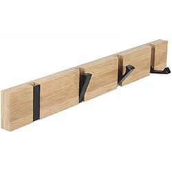 JSVER Perchero de Pared Plegable 4 Ganchos de Perchero de Montaje en Pared para Colgar Abrigos Bufandas, monederos y más- Natural