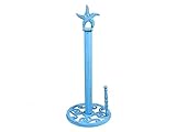 Hampton Nautical Rustic Light Blue Starfish Paper Towel Holder 15' Decoration-Vintage Cast Iron