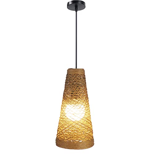 Lampe suspendue faite à la main en osier naturel de 30 cm avec tressage artisanal d'art