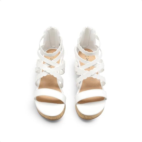 Image of DREAM PAIRS Girls Wedge Sandals Flatform Open Toe Platform Sandals Flower Wedding Party for Little Kid /Big Kid