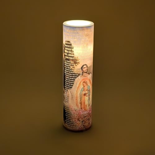 Image of Our Lady of Guadulpe with Juan Diego, LED Flameless Devotional Prayer Candle