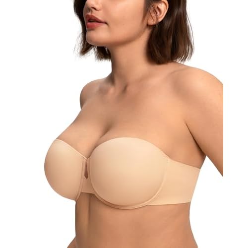 HSIA Strapless Bra for Women Large Breasts, Plus Size Minimizer Longline | Push Up, Supportive Underwire, Long Line Corset, Wide Band, Back Fat Smoothing, Balconette, Minimizing Bustier for