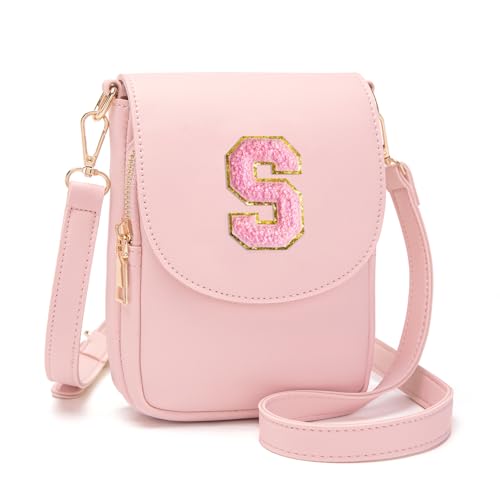 Image of Viverte Crossbody Purse for Teen Girls Small Initial Cell Phone Toddler Purse Leather Triple Compartment Crossbody Bags