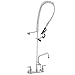 Aquaterior Double Handle Brass Backsplash Pre-Rinse Commercial Faucet Chromed with 12" Add-On Pull Down Faucet
